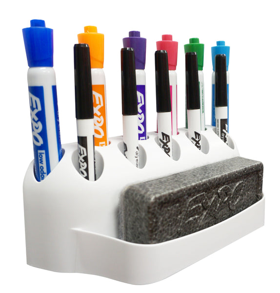 Storage Theory Marker Holder Holds 11 Markers and 1 Eraser - Peel and Stick - White 1pk